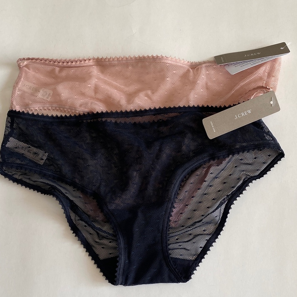 J. Crew Lace Panties Underwear Black Beige Lot of 2